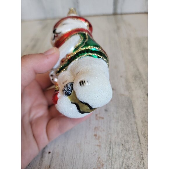 Vintage polar bear glitter blown glass golf ornament Xmas - Picture 8 of 8